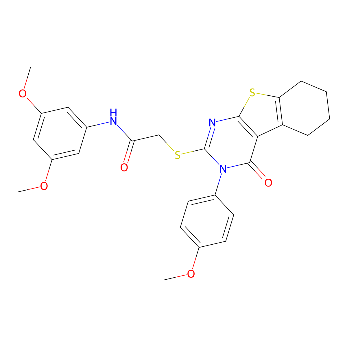 N-(3,5-Dimethoxyphenyl)-2-((3-(4-methoxyphenyl)-4-oxo-3,4,5,6,7,8-hexahydro(1)benzothieno(2,3-D)pyrimidin-2-YL)sulfanyl)acetamide molecular structure, CAS 477329-44-5