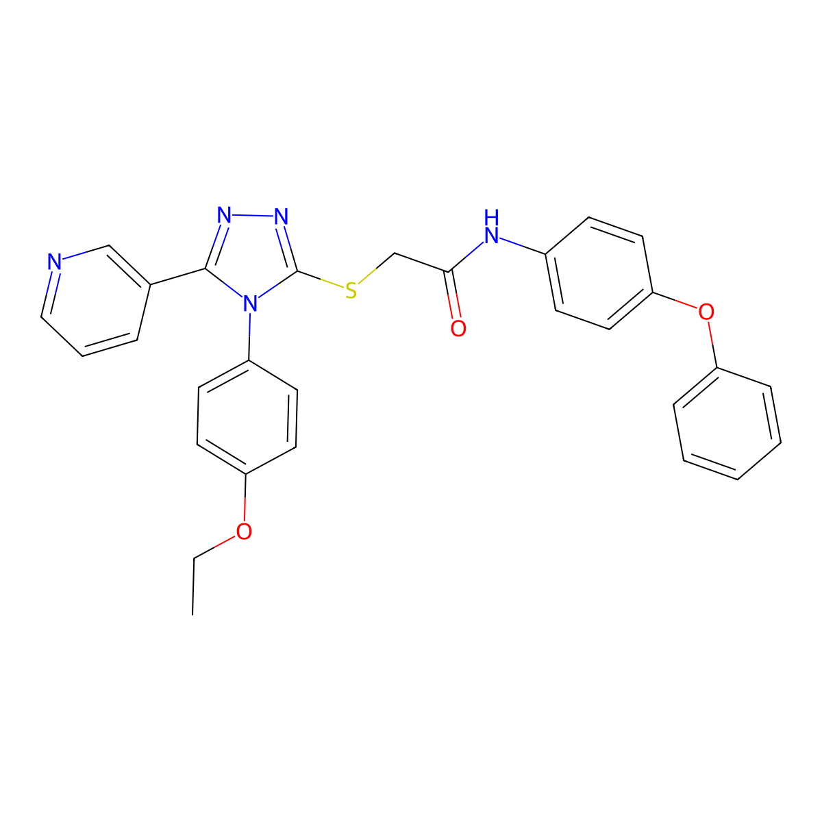 2-((4-(4-Ethoxyphenyl)-5-(3-pyridinyl)-4H-1,2,4-triazol-3-YL)sulfanyl)-N-(4-phenoxyphenyl)acetamide molecular structure, CAS 477329-46-7