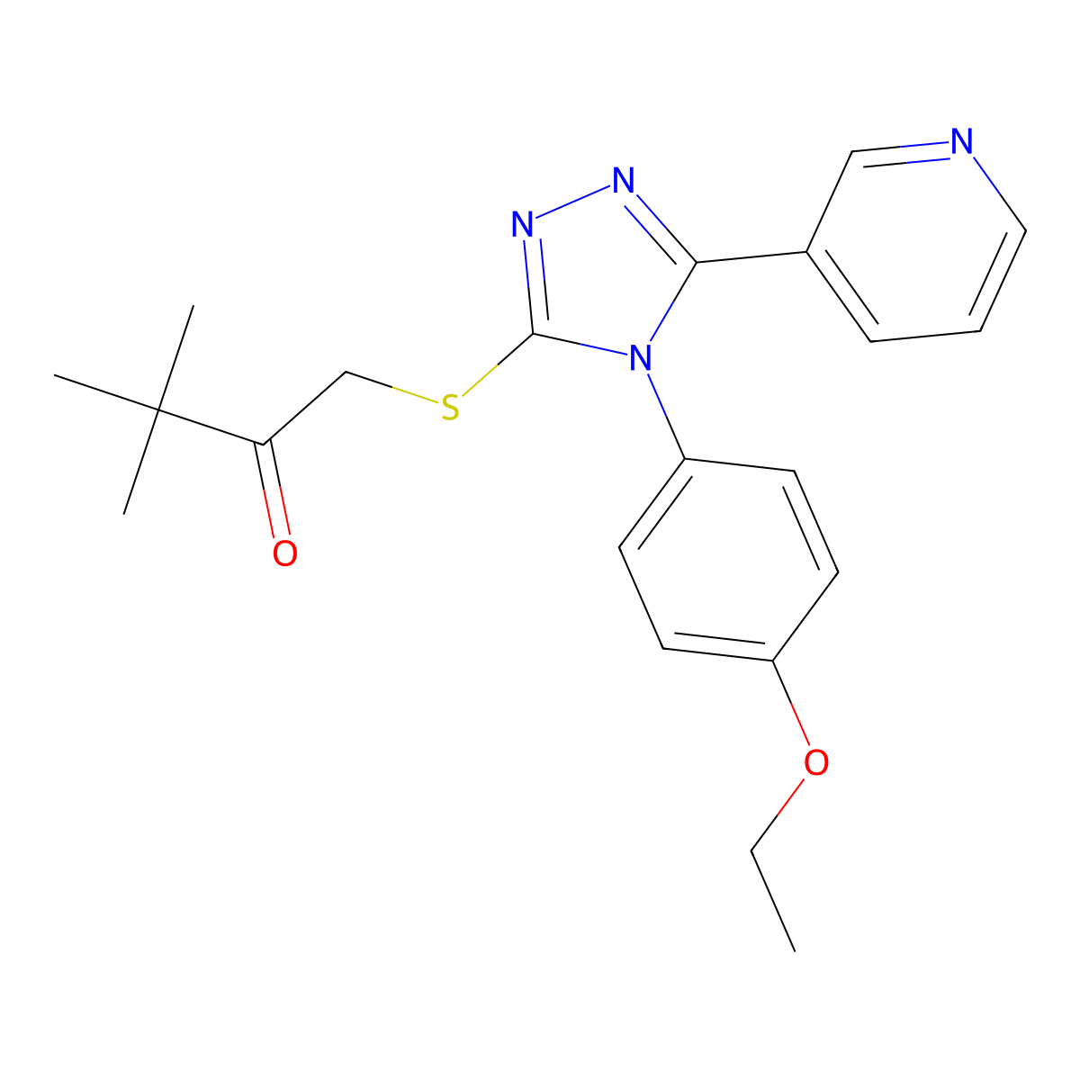 1-((4-(4-Ethoxyphenyl)-5-(3-pyridinyl)-4H-1,2,4-triazol-3-YL)sulfanyl)-3,3-dimethyl-2-butanone molecular structure, CAS 477329-48-9