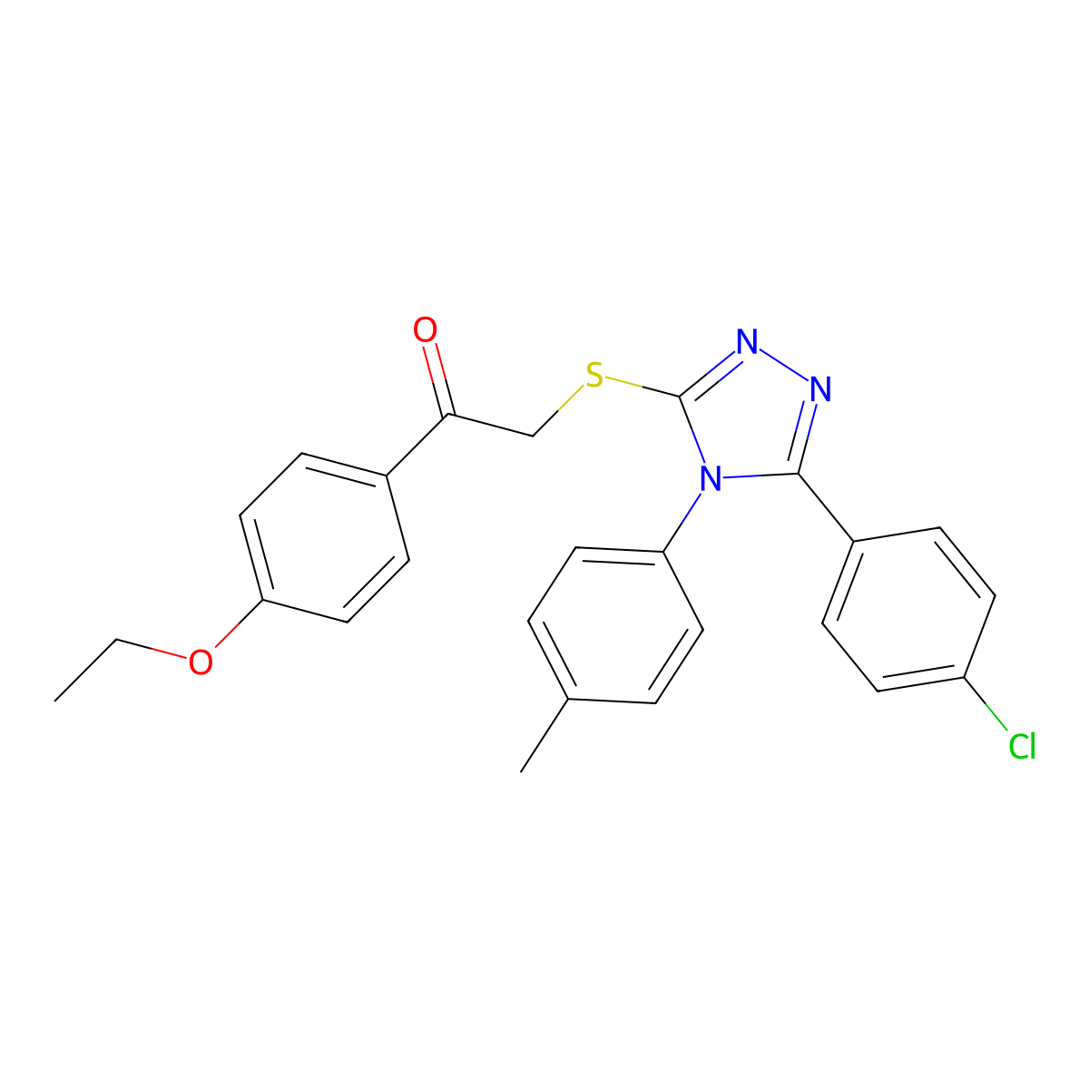 2-((5-(4-Chlorophenyl)-4-(4-methylphenyl)-4H-1,2,4-triazol-3-YL)sulfanyl)-1-(4-ethoxyphenyl)ethanone molecular structure, CAS 477329-49-0