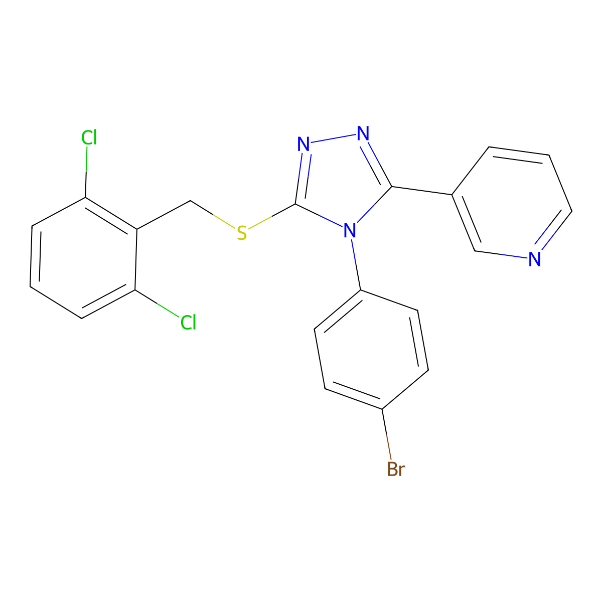 4-(4-BR-Phenyl)-5-(3-pyridinyl)-4H-1,2,4-triazol-3-YL 2,6-dichlorobenzyl sulfide molecular structure, CAS 477329-50-3