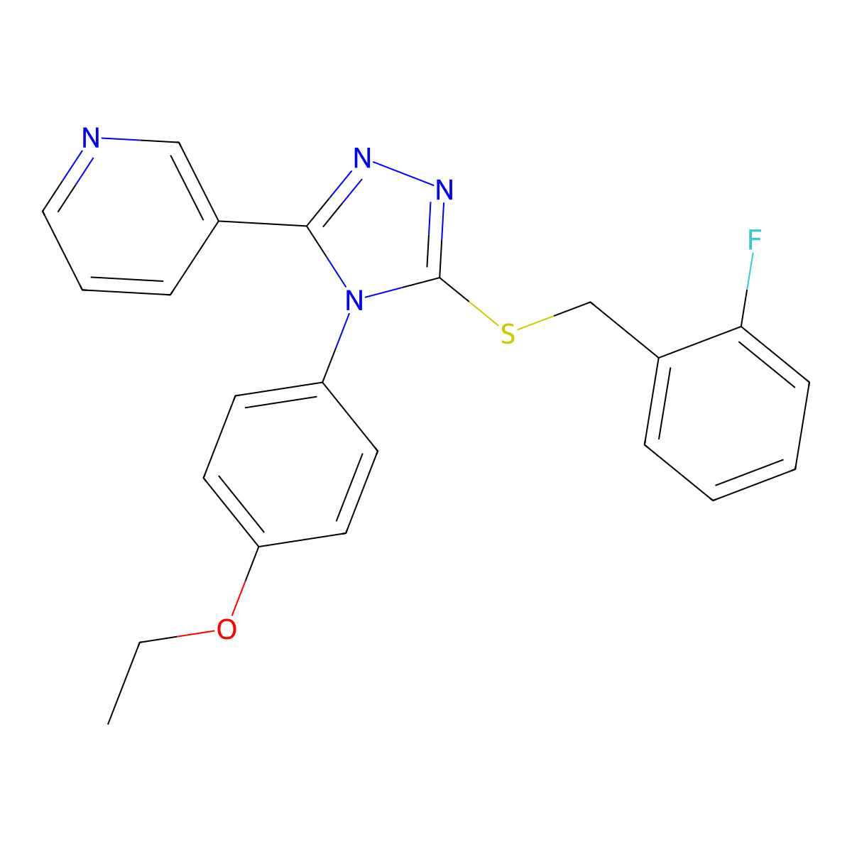 3-(4-(4-Ethoxyphenyl)-5-((2-fluorobenzyl)thio)-4H-1,2,4-triazol-3-YL)pyridine molecular structure, CAS 477329-53-6