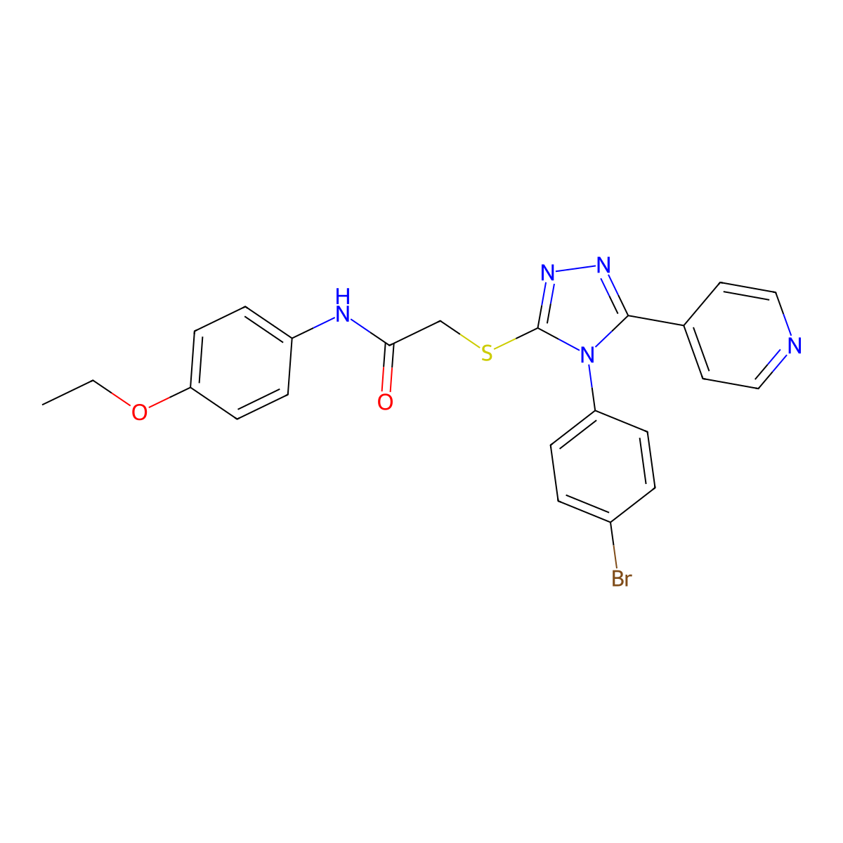 2-((4-(4-Bromophenyl)-5-(4-pyridinyl)-4H-1,2,4-triazol-3-YL)sulfanyl)-N-(4-ethoxyphenyl)acetamide molecular structure, CAS 477329-54-7