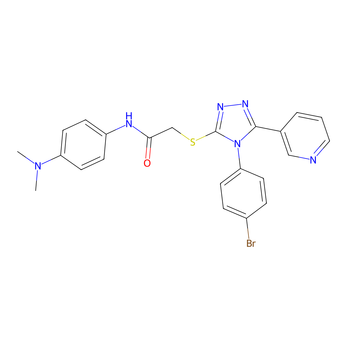 2-{[4-(4-Bromophenyl)-5-(3-pyridinyl)-4H-1,2,4-triazol-3-YL]sulfanyl}-N-[4-(dimethylamino)phenyl]acetamide molecular structure, CAS 477329-61-6