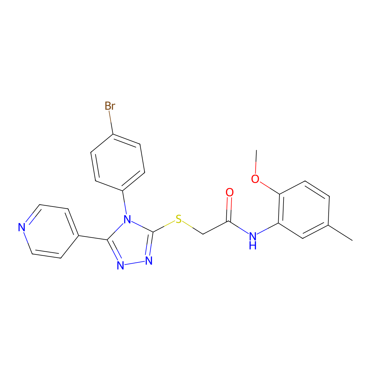 2-{[4-(4-Bromophenyl)-5-(4-pyridinyl)-4H-1,2,4-triazol-3-YL]sulfanyl}-N-(2-methoxy-5-methylphenyl)acetamide molecular structure, CAS 477329-62-7