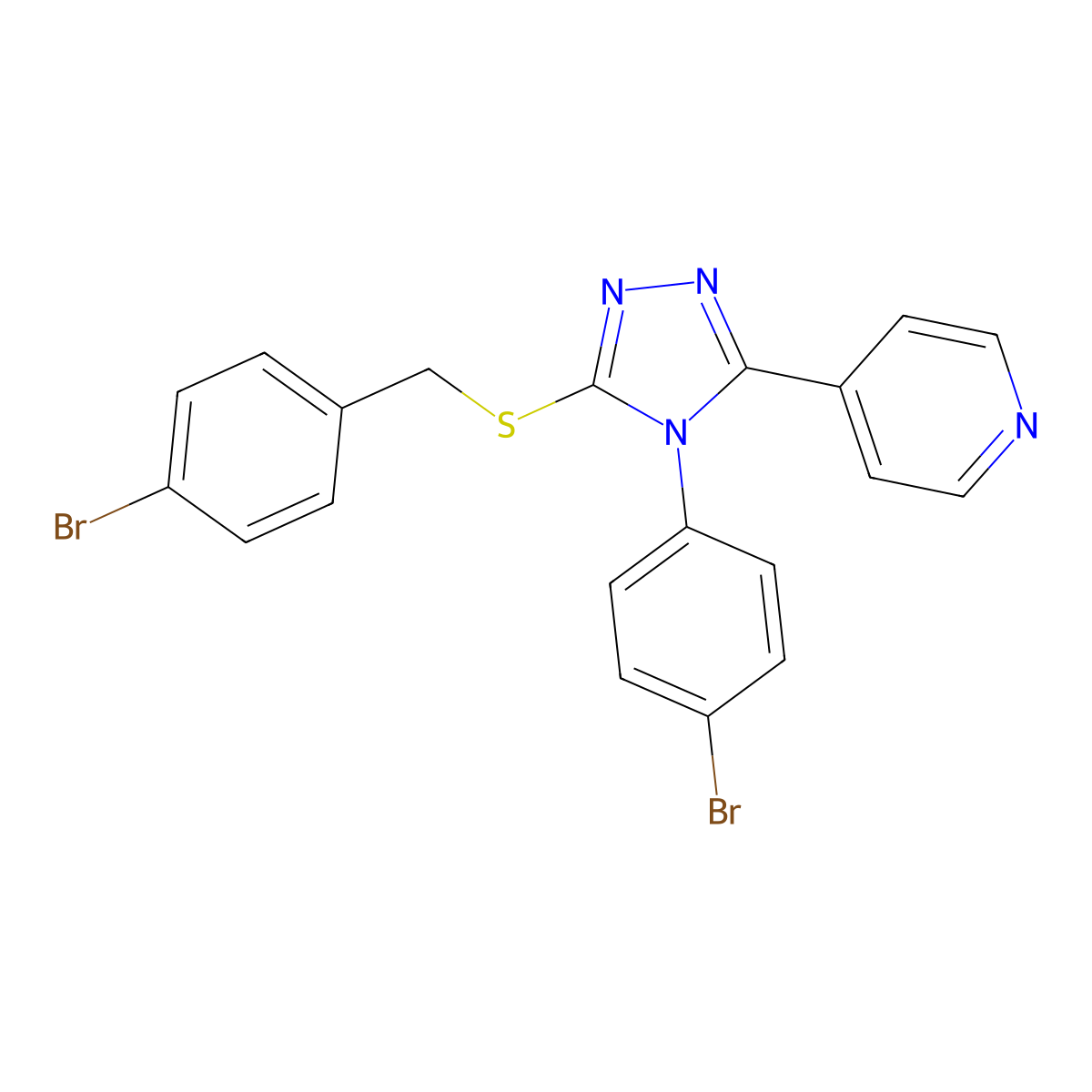 4-Bromobenzyl 4-(4-bromophenyl)-5-(4-pyridinyl)-4H-1,2,4-triazol-3-YL sulfide molecular structure, CAS 477329-65-0