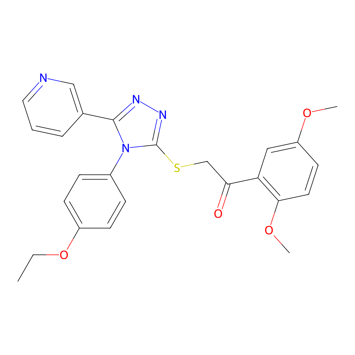 1-(2,5-Dimethoxyphenyl)-2-{[4-(4-ethoxyphenyl)-5-(3-pyridinyl)-4H-1,2,4-triazol-3-YL]sulfanyl}ethanone molecular structure, CAS 477329-67-2