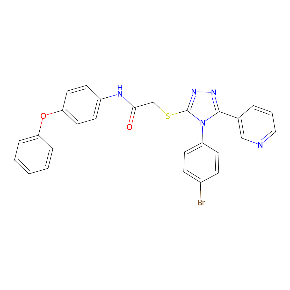 2-((4-(4-Bromophenyl)-5-(3-pyridinyl)-4H-1,2,4-triazol-3-YL)sulfanyl)-N-(4-phenoxyphenyl)acetamide molecular structure, CAS 477329-68-3