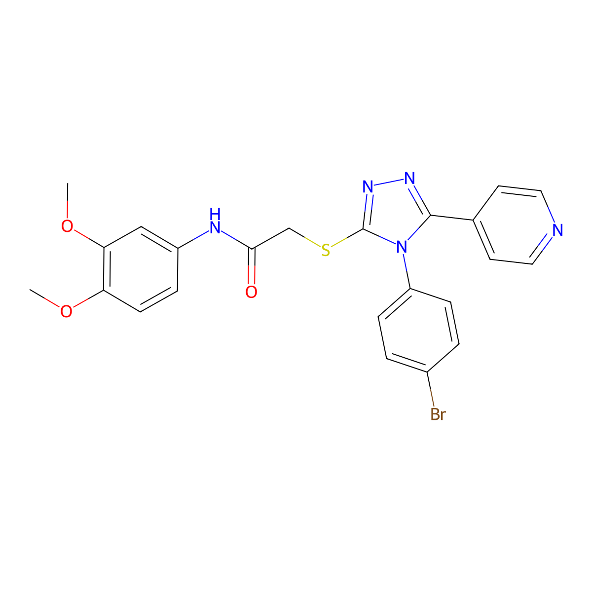2-{[4-(4-Bromophenyl)-5-(4-pyridinyl)-4H-1,2,4-triazol-3-YL]sulfanyl}-N-(3,4-dimethoxyphenyl)acetamide molecular structure, CAS 477329-69-4