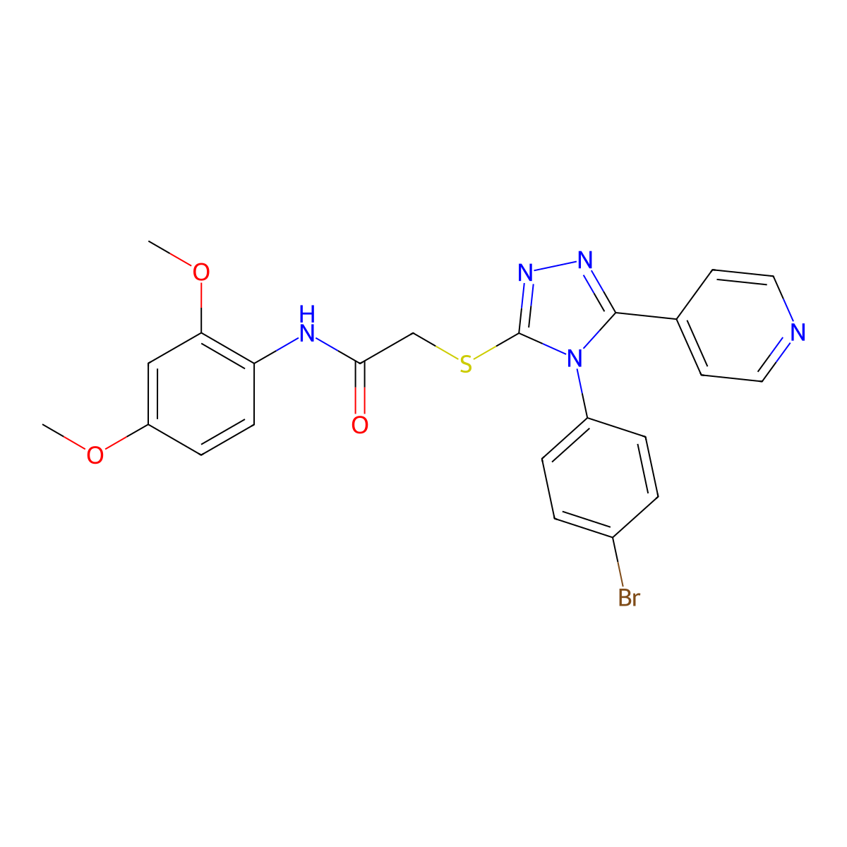 2-((4-(4-Bromophenyl)-5-(4-pyridinyl)-4H-1,2,4-triazol-3-YL)sulfanyl)-N-(2,4-dimethoxyphenyl)acetamide molecular structure, CAS 477329-70-7