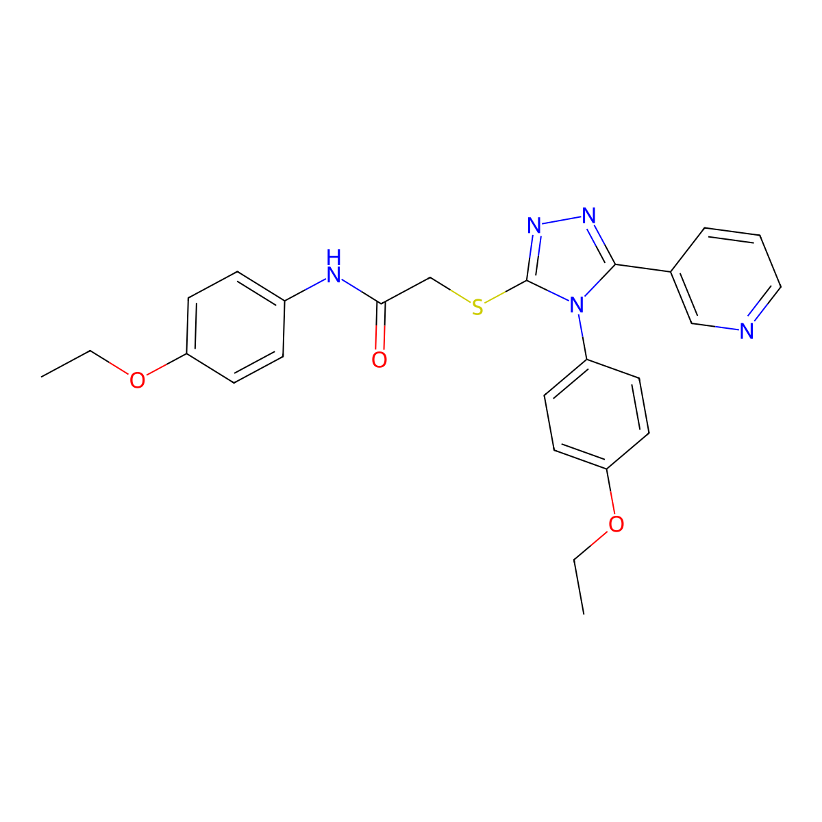 N-(4-Ethoxyphenyl)-2-{[4-(4-ethoxyphenyl)-5-(3-pyridinyl)-4H-1,2,4-triazol-3-YL]sulfanyl}acetamide molecular structure, CAS 477329-73-0
