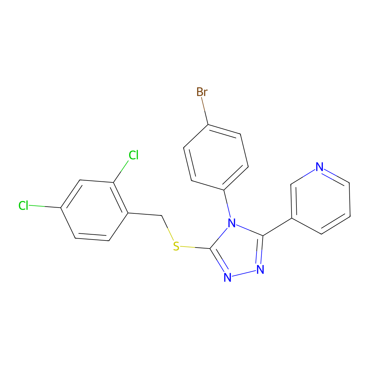 4-(4-BR-Phenyl)-5-(3-pyridinyl)-4H-1,2,4-triazol-3-YL 2,4-dichlorobenzyl sulfide molecular structure, CAS 477329-75-2
