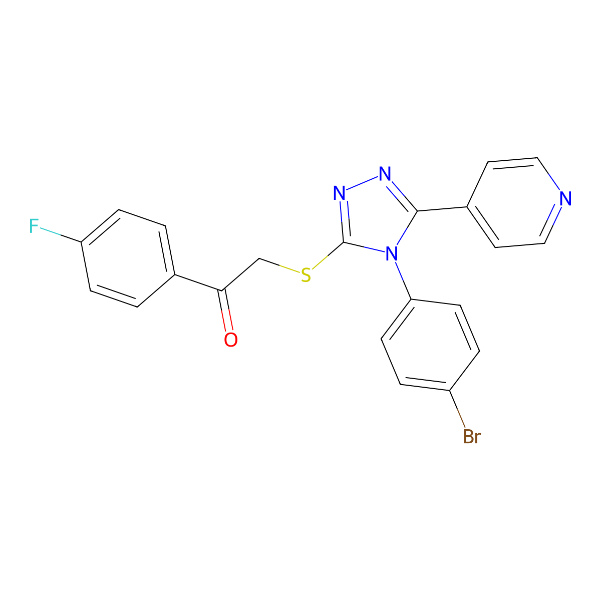 2-((4-(4-BR-PH)-5-(4-Pyridinyl)-4H-1,2,4-triazol-3-YL)thio)-1-(4-F-PH)ethanone molecular structure, CAS 477329-76-3