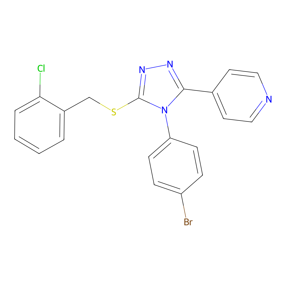 4-(4-(4-Bromophenyl)-5-((2-chlorobenzyl)thio)-4H-1,2,4-triazol-3-YL)pyridine molecular structure, CAS 477329-78-5