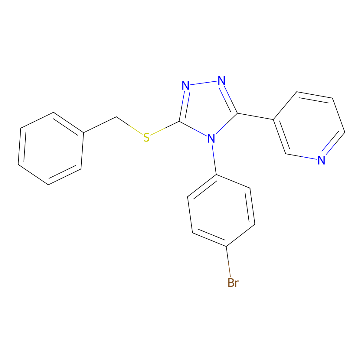 3-(5-(Benzylthio)-4-(4-bromophenyl)-4H-1,2,4-triazol-3-YL)pyridine molecular structure, CAS 477329-80-9
