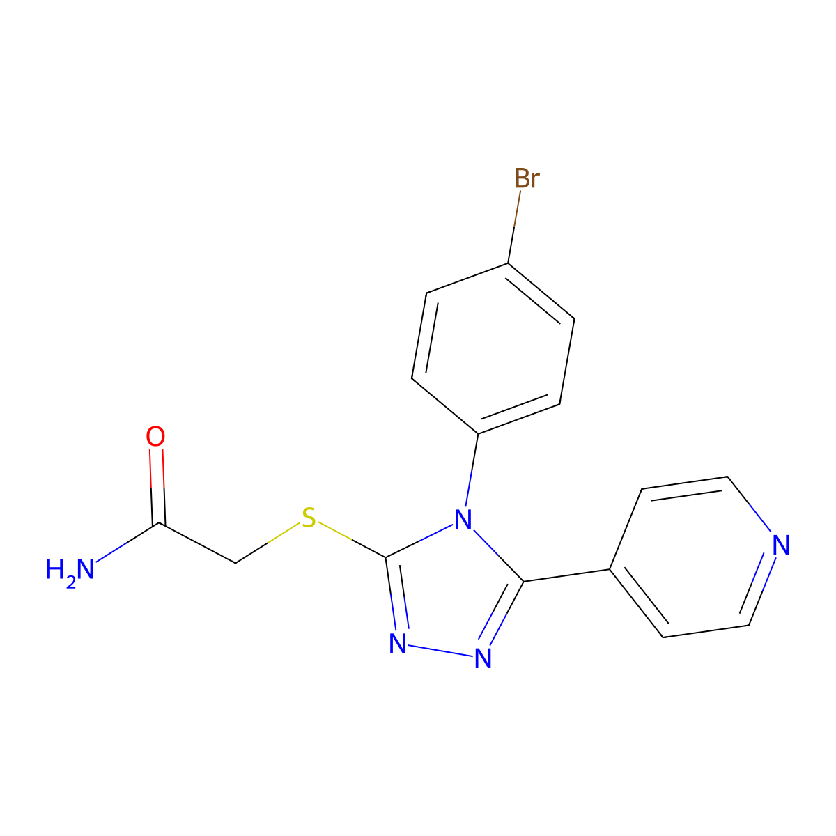 2-((4-(4-Bromophenyl)-5-(4-pyridinyl)-4H-1,2,4-triazol-3-YL)thio)acetamide molecular structure, CAS 477329-81-0