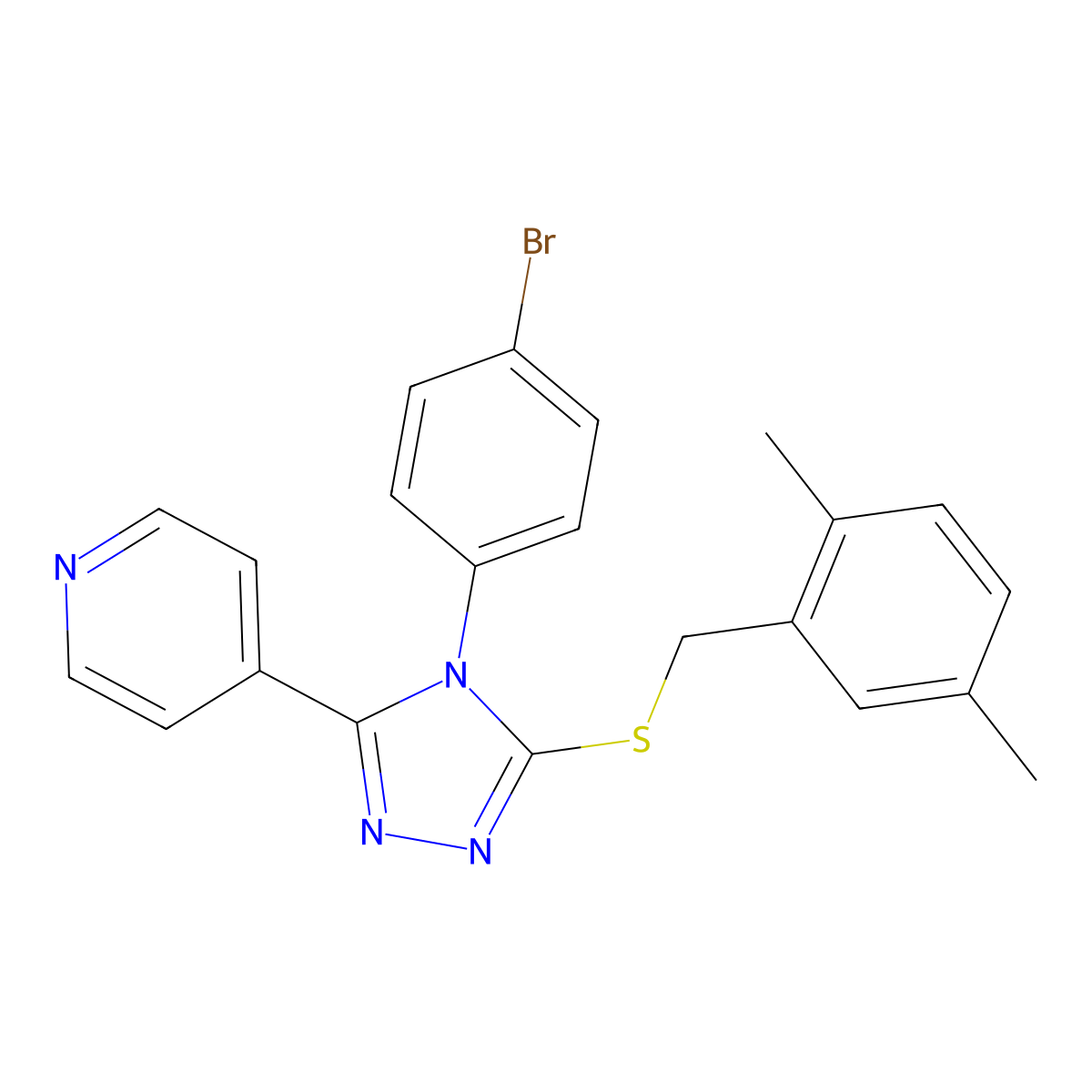 4-(4-BR-Phenyl)-5-(4-pyridinyl)-4H-1,2,4-triazol-3-YL 2,5-dimethylbenzyl sulfide molecular structure, CAS 477329-84-3