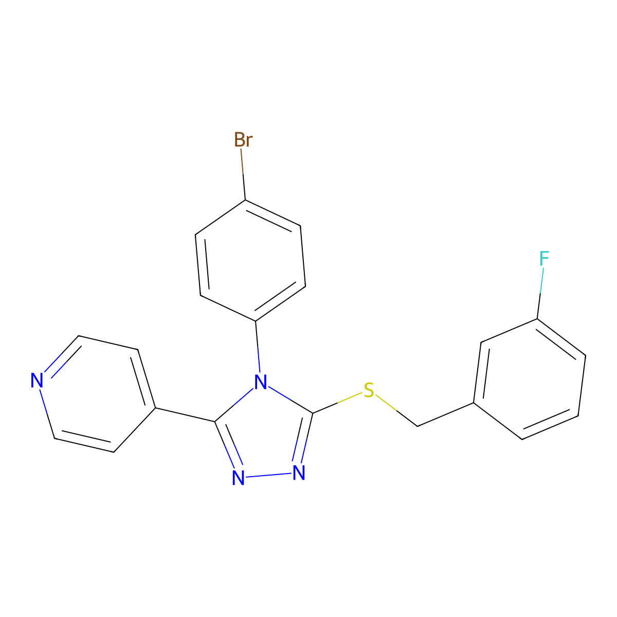 4-(4-(4-Bromophenyl)-5-((3-fluorobenzyl)thio)-4H-1,2,4-triazol-3-YL)pyridine molecular structure, CAS 477329-86-5