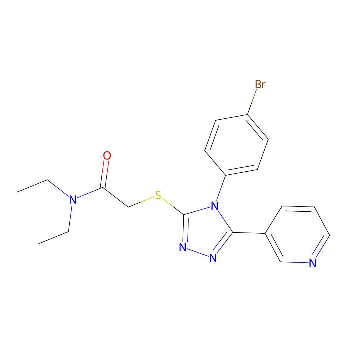 2-((4-(4-BR-PH)-5-(3-Pyridinyl)-4H-1,2,4-triazol-3-YL)thio)-N,N-diethylacetamide molecular structure, CAS 477329-97-8