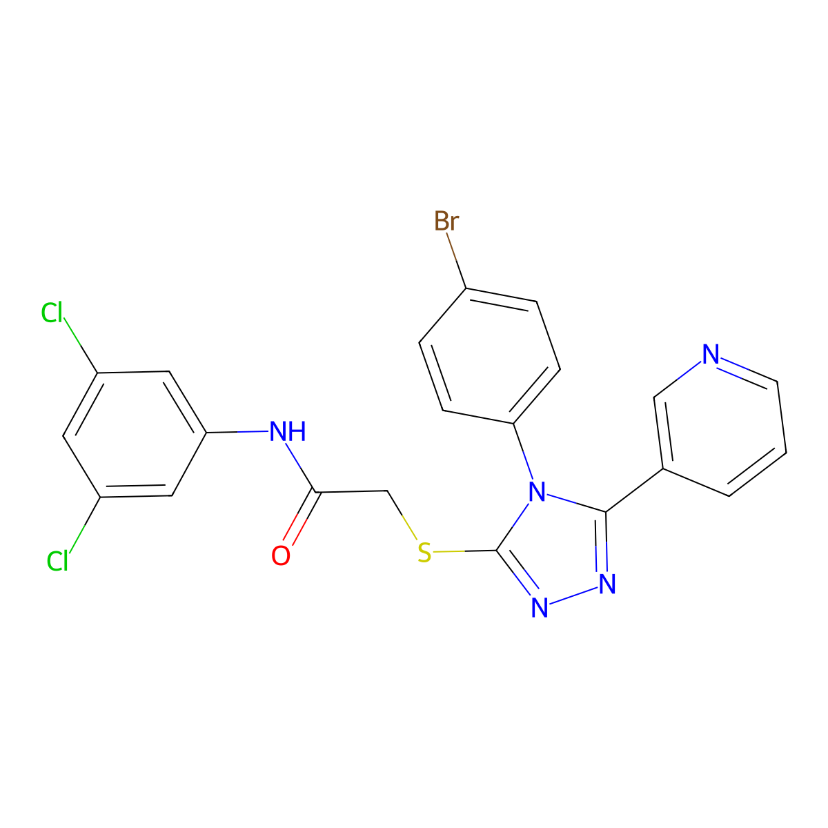 2-{[4-(4-Bromophenyl)-5-(3-pyridinyl)-4H-1,2,4-triazol-3-YL]sulfanyl}-N-(3,5-dichlorophenyl)acetamide molecular structure, CAS 477330-01-1