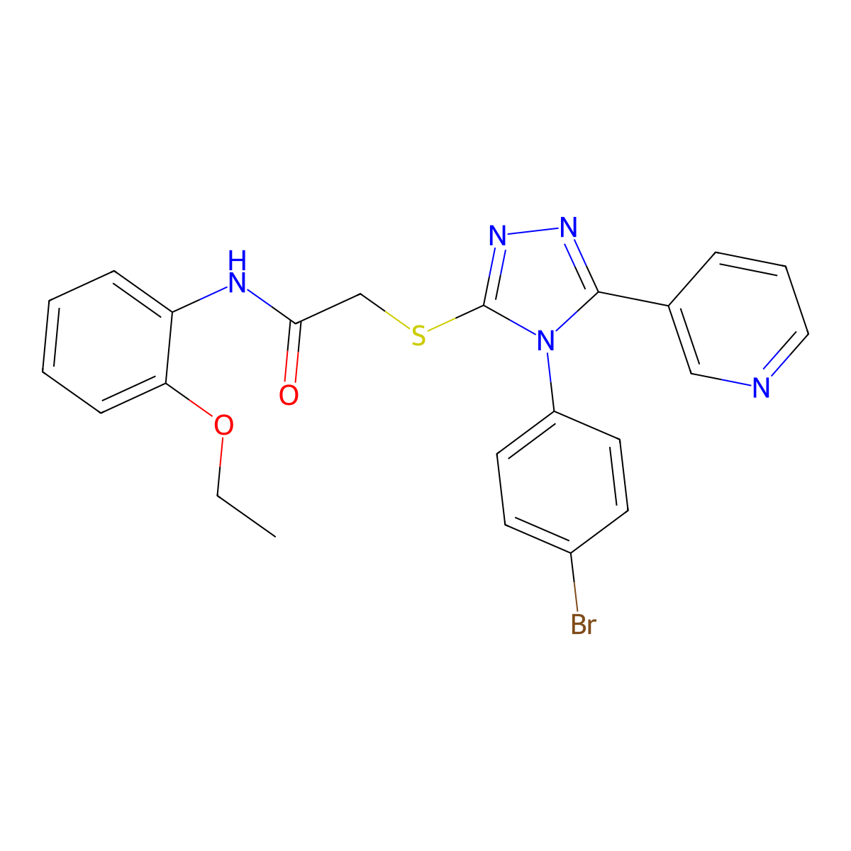 2-{[4-(4-Bromophenyl)-5-(3-pyridinyl)-4H-1,2,4-triazol-3-YL]sulfanyl}-N-(2-ethoxyphenyl)acetamide molecular structure, CAS 477330-03-3