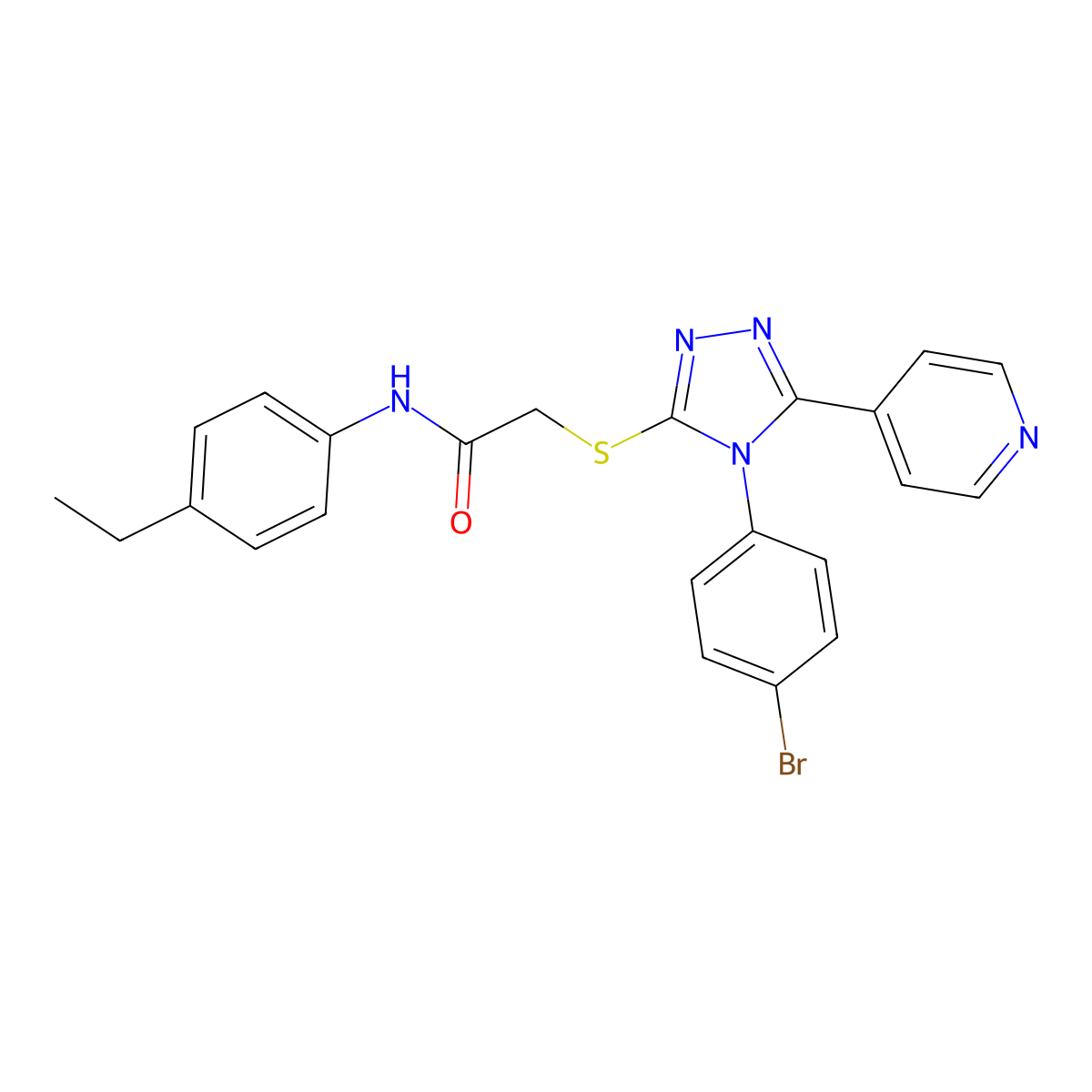 2-((4-(4-BR-PH)-5-(4-Pyridinyl)-4H-1,2,4-triazol-3-YL)thio)-N-(4-ET-PH)acetamide molecular structure, CAS 477330-06-6