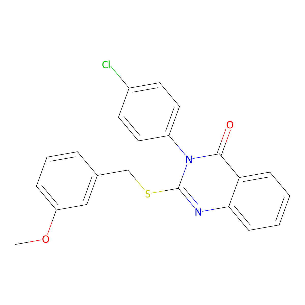 3-(4-Chlorophenyl)-2-((3-methoxybenzyl)thio)-4(3H)-quinazolinone molecular structure, CAS 477330-07-7