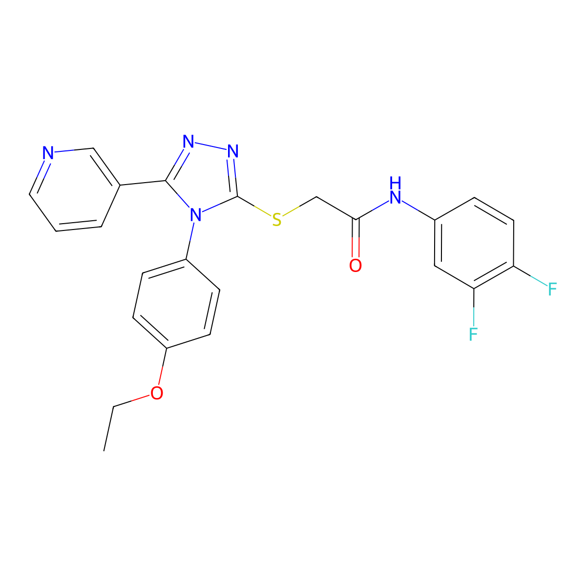 N-(3,4-Difluorophenyl)-2-((4-(4-ethoxyphenyl)-5-(3-pyridinyl)-4H-1,2,4-triazol-3-YL)sulfanyl)acetamide molecular structure, CAS 477330-08-8