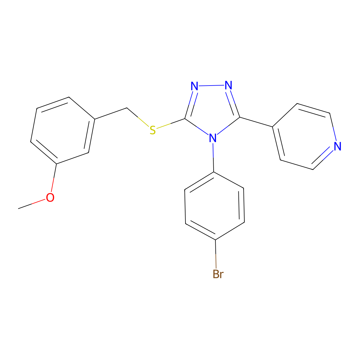 4-(4-(4-Bromophenyl)-5-((3-methoxybenzyl)thio)-4H-1,2,4-triazol-3-YL)pyridine molecular structure, CAS 477330-13-5