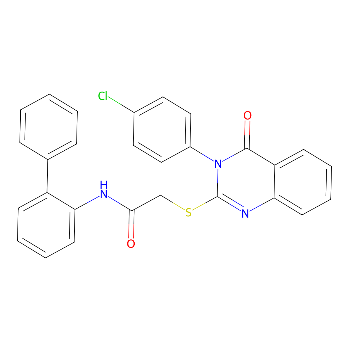 N-[1,1'-Biphenyl]-2-YL-2-{[3-(4-chlorophenyl)-4-oxo-3,4-dihydro-2-quinazolinyl]sulfanyl}acetamide molecular structure, CAS 477330-15-7
