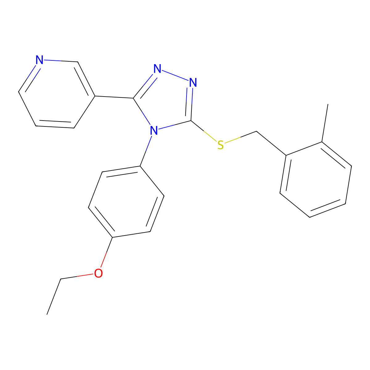 3-(4-(4-Ethoxyphenyl)-5-((2-methylbenzyl)thio)-4H-1,2,4-triazol-3-YL)pyridine molecular structure, CAS 477330-16-8