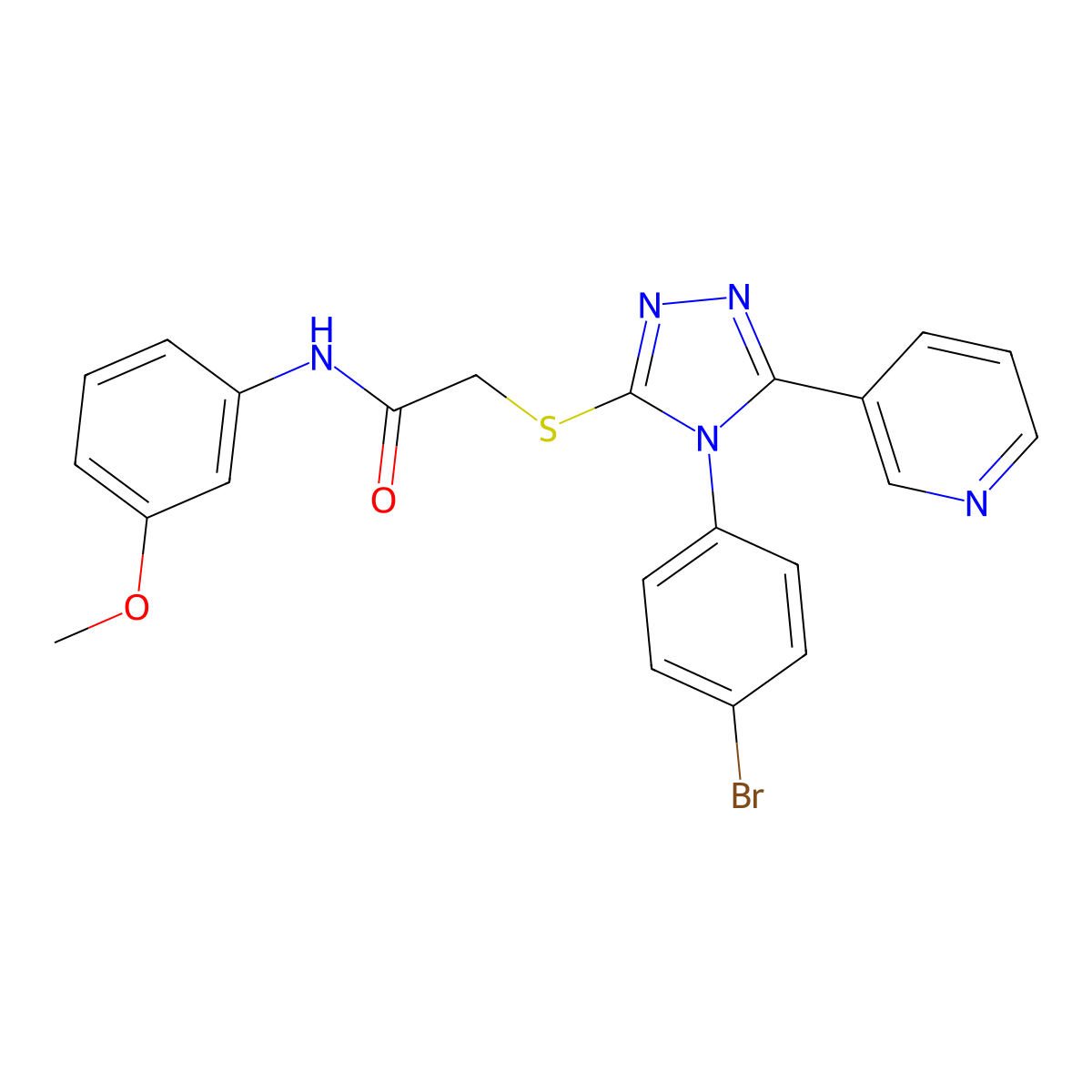 2-((4-(4-BR-PH)-5-(3-Pyridinyl)4H-1,2,4-triazol-3-YL)thio)-N-(3-meo-PH)acetamide molecular structure, CAS 477330-19-1