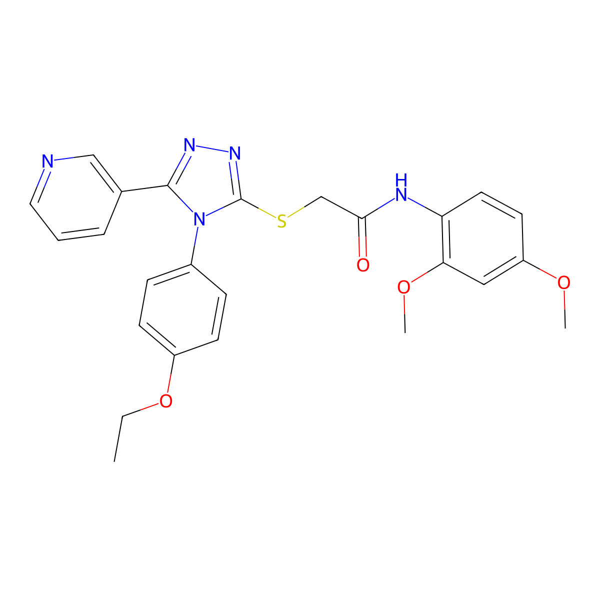 N-(2,4-Dimethoxyphenyl)-2-{[4-(4-ethoxyphenyl)-5-(3-pyridinyl)-4H-1,2,4-triazol-3-YL]sulfanyl}acetamide molecular structure, CAS 477330-22-6