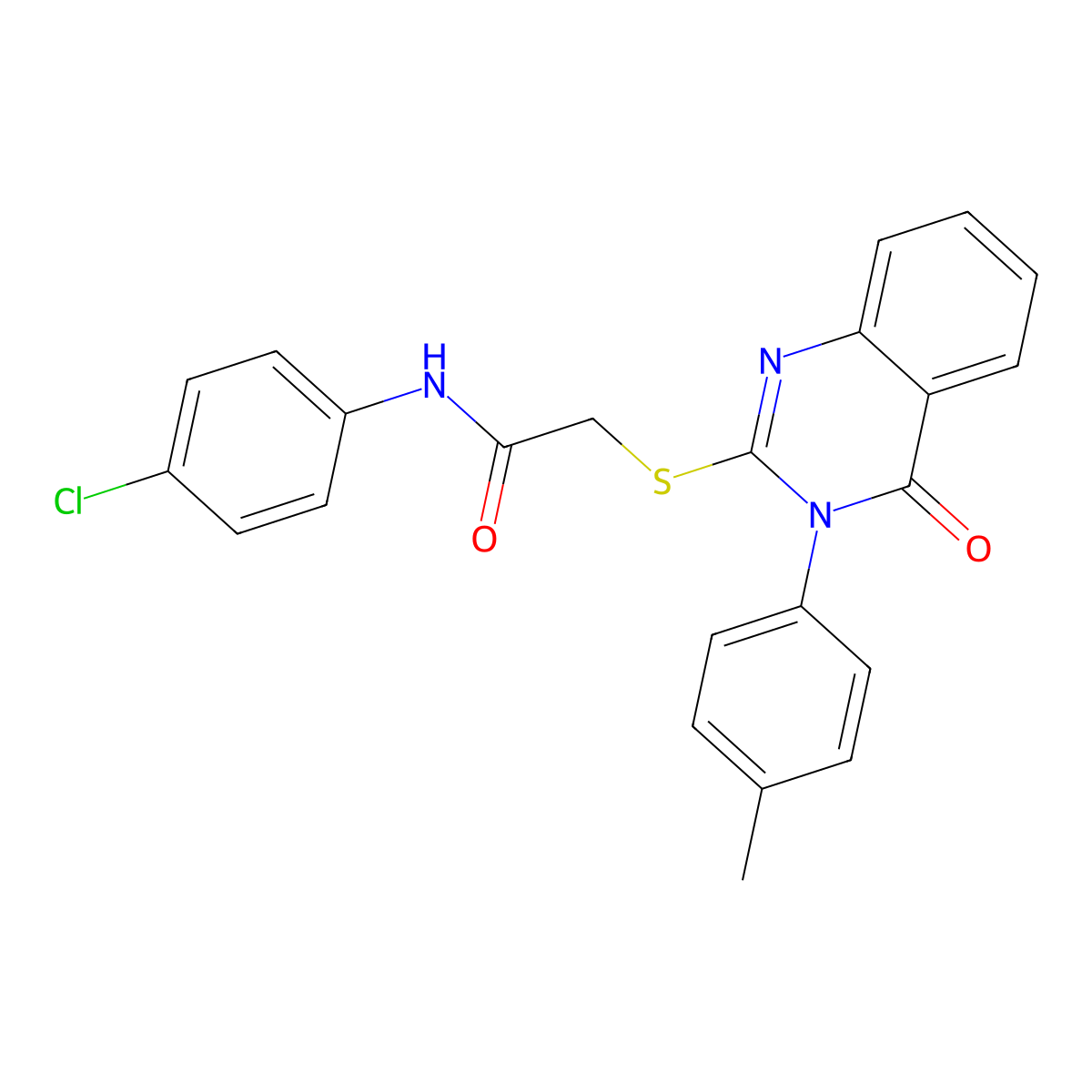 N-(4-CL-Phenyl)-2-((3-(4-ME-PH)-4-oxo-3,4-dihydro-2-quinazolinyl)thio)acetamide molecular structure, CAS 477330-24-8