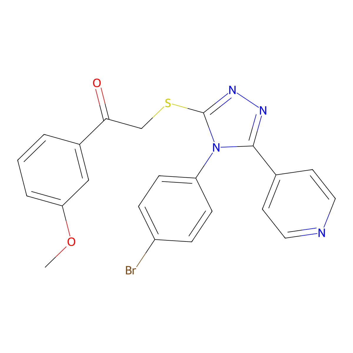 2-((4-(4-Bromophenyl)-5-(4-pyridinyl)-4H-1,2,4-triazol-3-YL)sulfanyl)-1-(3-methoxyphenyl)ethanone molecular structure, CAS 477330-29-3