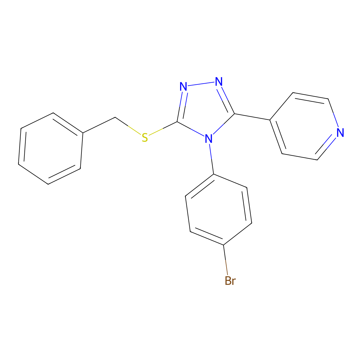 4-(5-(Benzylthio)-4-(4-bromophenyl)-4H-1,2,4-triazol-3-YL)pyridine molecular structure, CAS 477330-31-7