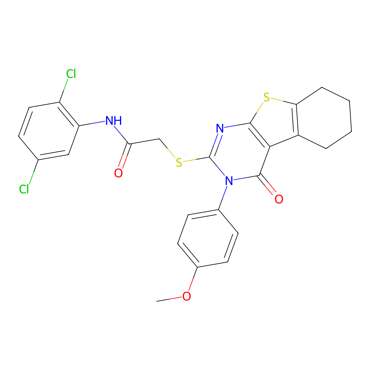 N-(2,5-Dichlorophenyl)-2-{[3-(4-methoxyphenyl)-4-oxo-3,4,5,6,7,8-hexahydro[1]benzothieno[2,3-D]pyrimidin-2-YL]sulfanyl}acetamide molecular structure, CAS 477330-32-8