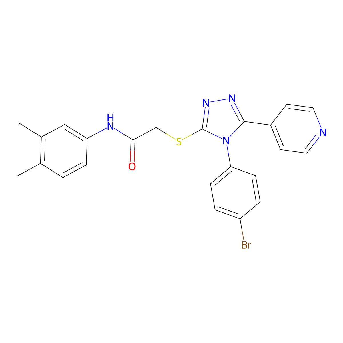 2-((4-(4-Bromophenyl)-5-(4-pyridinyl)-4H-1,2,4-triazol-3-YL)sulfanyl)-N-(3,4-dimethylphenyl)acetamide molecular structure, CAS 477330-33-9