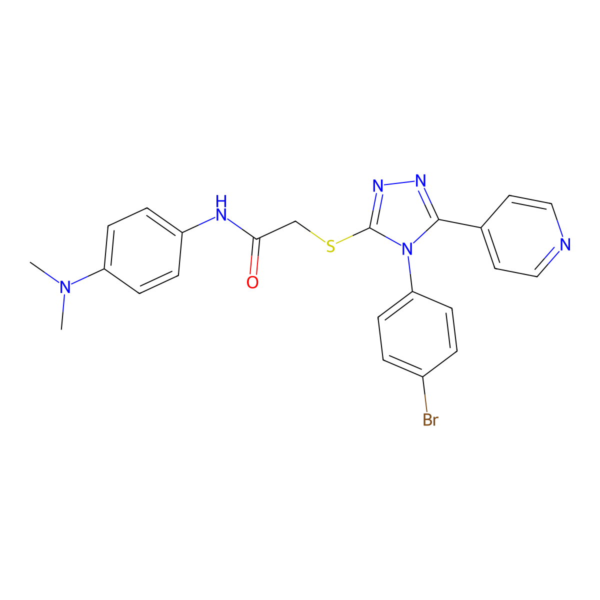 2-{[4-(4-Bromophenyl)-5-(4-pyridinyl)-4H-1,2,4-triazol-3-YL]sulfanyl}-N-[4-(dimethylamino)phenyl]acetamide molecular structure, CAS 477330-35-1