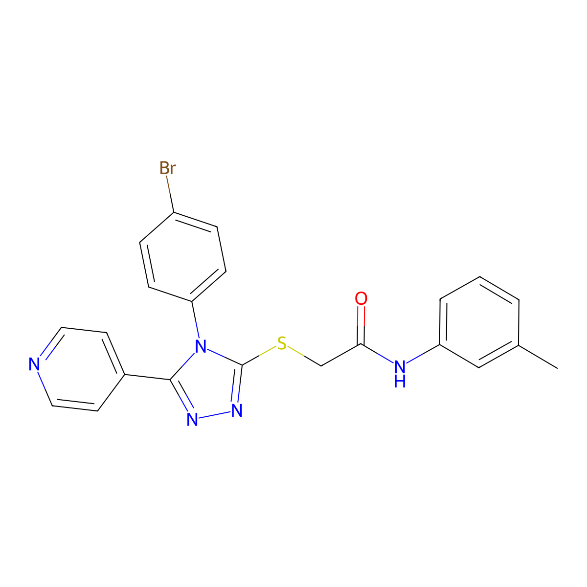 2-((4-(4-Bromophenyl)-5-(4-pyridinyl)-4H-1,2,4-triazol-3-YL)sulfanyl)-N-(3-methylphenyl)acetamide molecular structure, CAS 477330-36-2