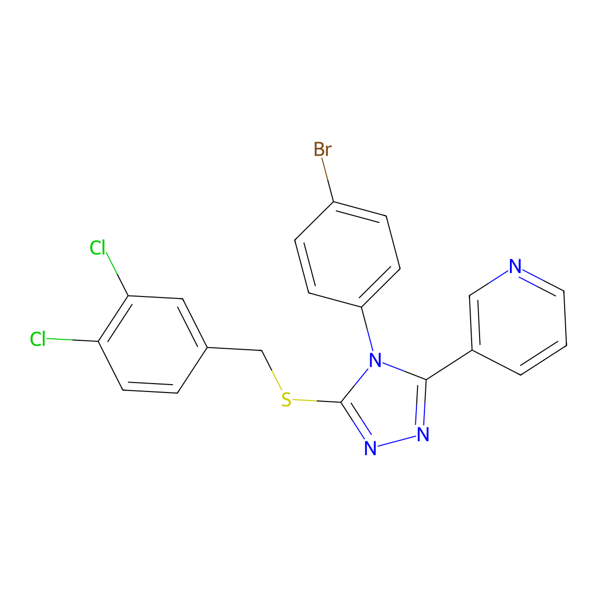 4-(4-BR-Phenyl)-5-(3-pyridinyl)-4H-1,2,4-triazol-3-YL 3,4-dichlorobenzyl sulfide molecular structure, CAS 477330-37-3