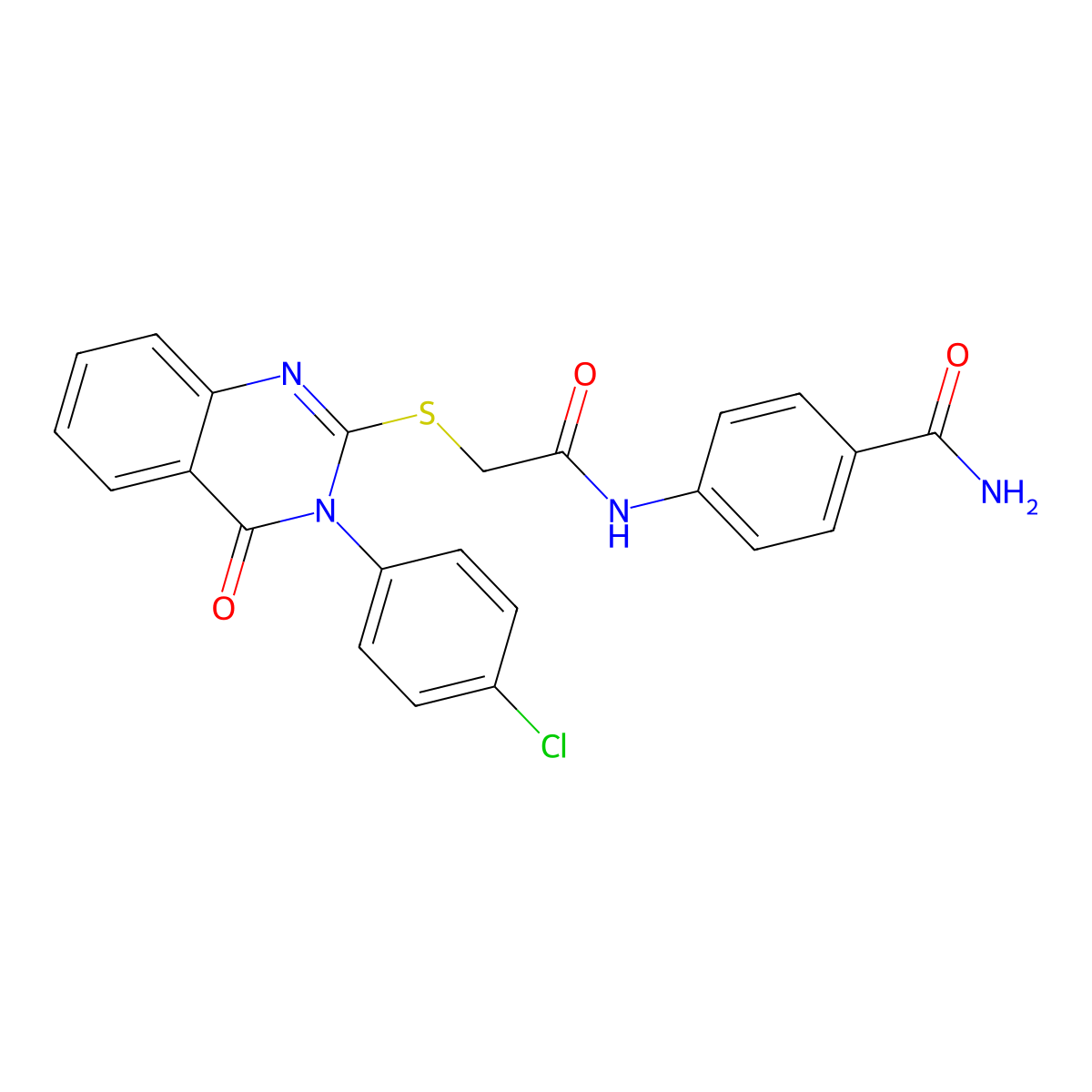 4-((((3-(4-CL-PH)-4-Oxo-3,4-dihydro-2-quinazolinyl)thio)acetyl)amino)benzamide molecular structure, CAS 477330-40-8