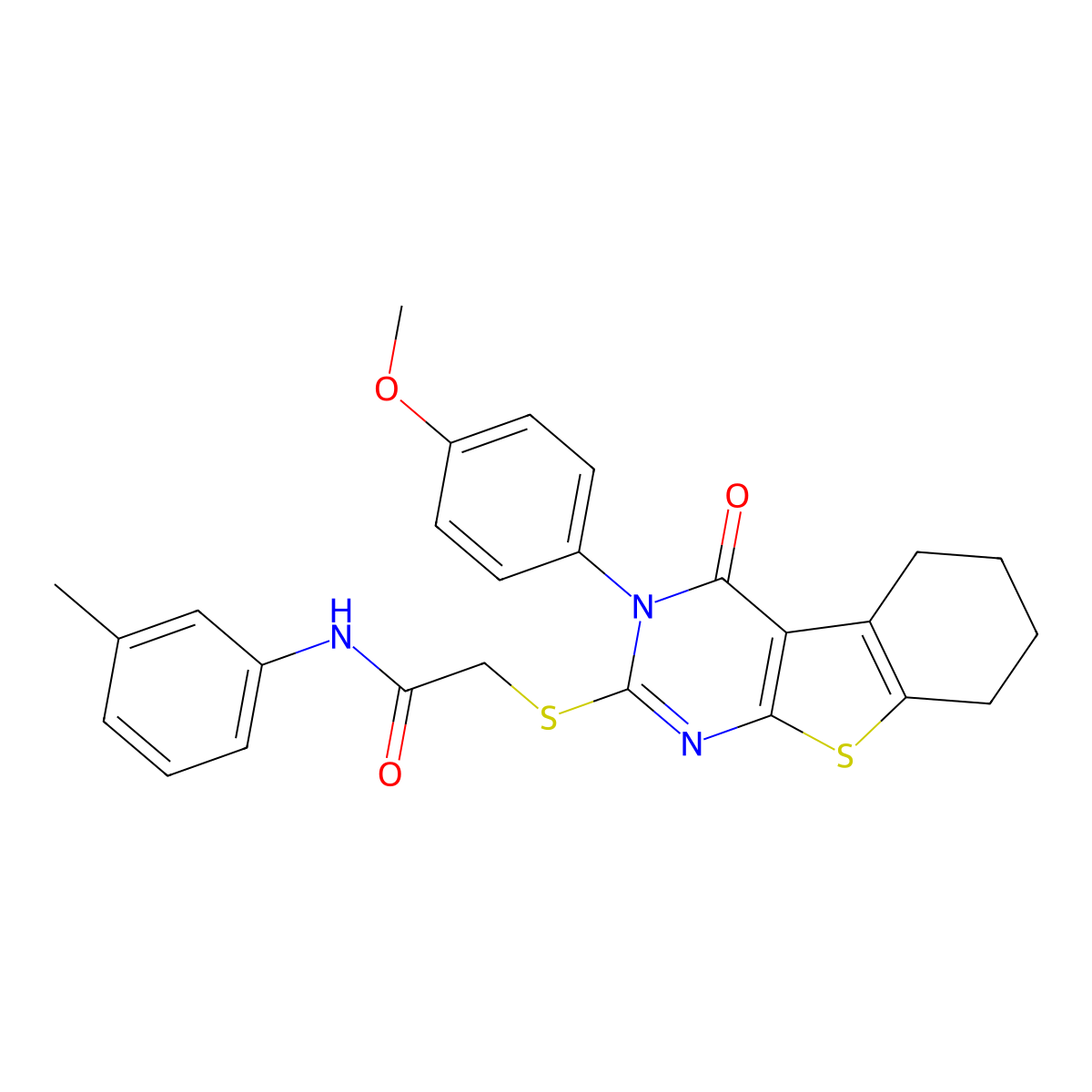 2-{[3-(4-Methoxyphenyl)-4-oxo-3,4,5,6,7,8-hexahydro[1]benzothieno[2,3-D]pyrimidin-2-YL]sulfanyl}-N-(3-methylphenyl)acetamide molecular structure, CAS 477330-41-9