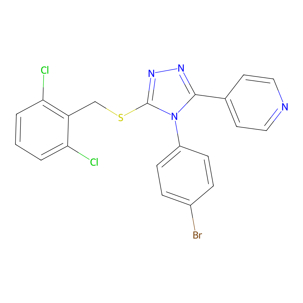 4-(4-BR-Phenyl)-5-(4-pyridinyl)-4H-1,2,4-triazol-3-YL 2,6-dichlorobenzyl sulfide molecular structure, CAS 477330-42-0