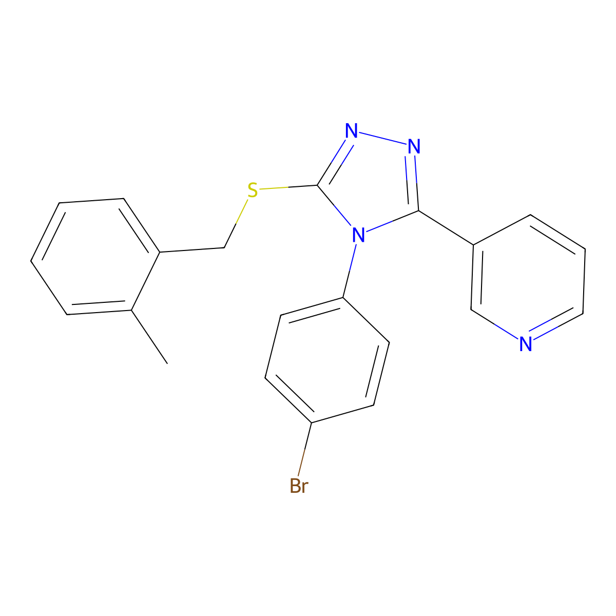 3-(4-(4-Bromophenyl)-5-((2-methylbenzyl)thio)-4H-1,2,4-triazol-3-YL)pyridine molecular structure, CAS 477330-59-9