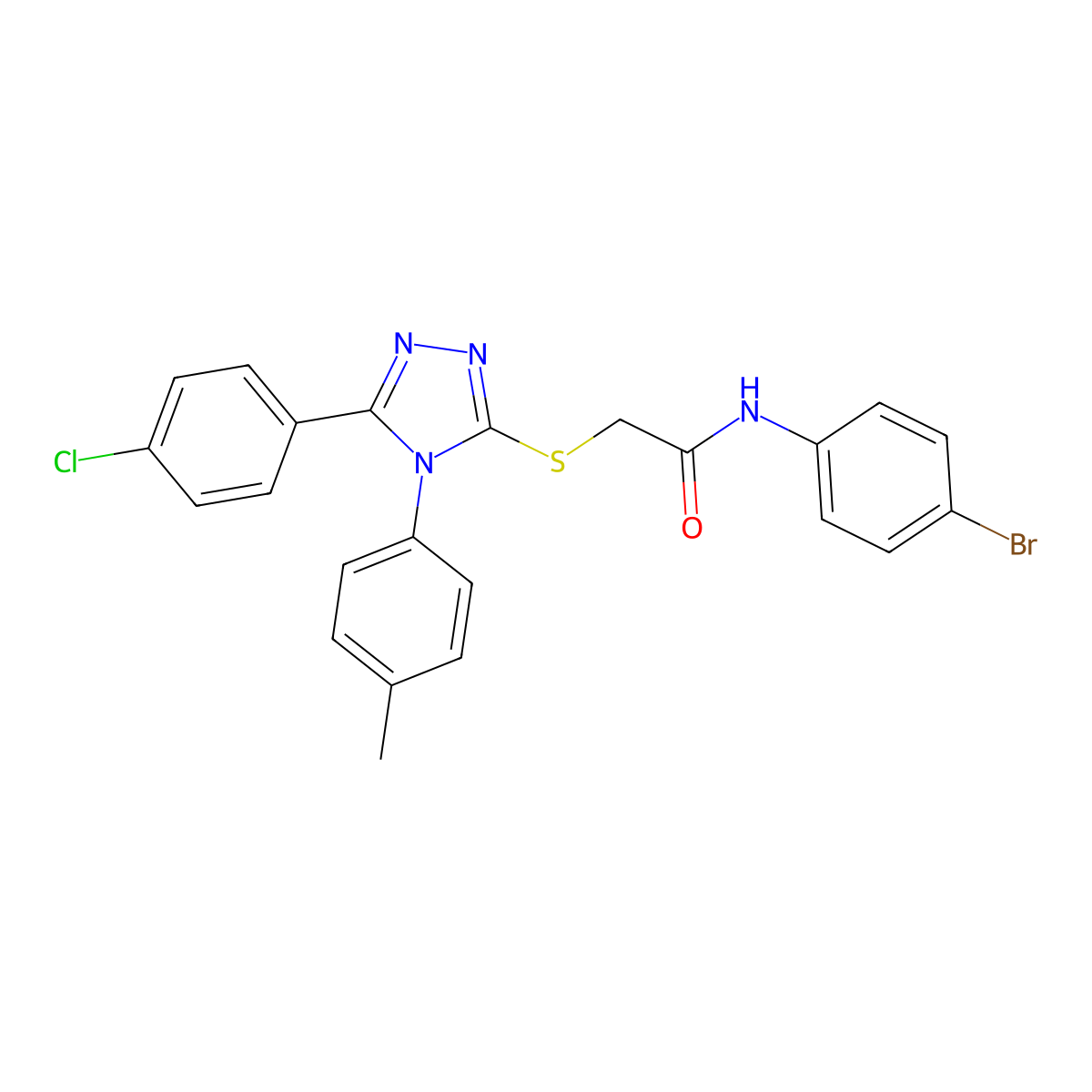 N-(4-Bromophenyl)-2-{[5-(4-chlorophenyl)-4-(4-methylphenyl)-4H-1,2,4-triazol-3-YL]sulfanyl}acetamide molecular structure, CAS 477330-61-3