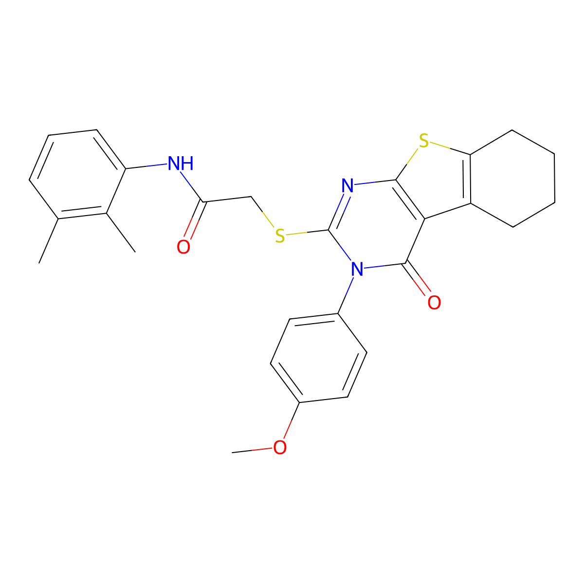 N-(2,3-Dimethylphenyl)-2-((3-(4-methoxyphenyl)-4-oxo-3,4,5,6,7,8-hexahydro(1)benzothieno(2,3-D)pyrimidin-2-YL)sulfanyl)acetamide molecular structure, CAS 477330-62-4