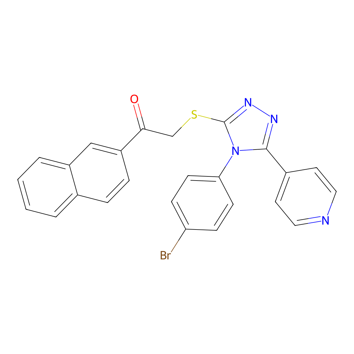 2-((4-(4-BR-PH)5-(4-Pyridinyl)4H-1,2,4-triazol-3-YL)thio)-1-(2-naphthyl)ethanone molecular structure, CAS 477330-64-6