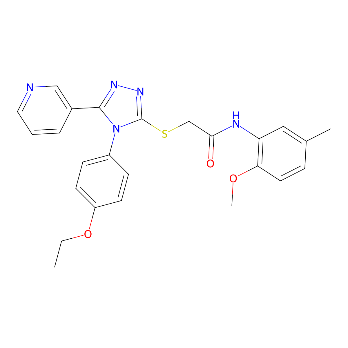 2-((4-(4-Ethoxyphenyl)-5-(3-pyridinyl)-4H-1,2,4-triazol-3-YL)sulfanyl)-N-(2-methoxy-5-methylphenyl)acetamide molecular structure, CAS 477330-65-7
