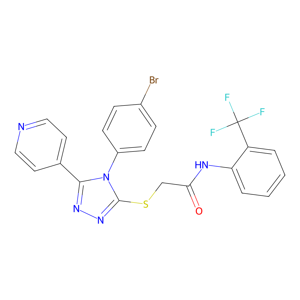 2-{[4-(4-Bromophenyl)-5-(4-pyridinyl)-4H-1,2,4-triazol-3-YL]sulfanyl}-N-[2-(trifluoromethyl)phenyl]acetamide molecular structure, CAS 477330-66-8